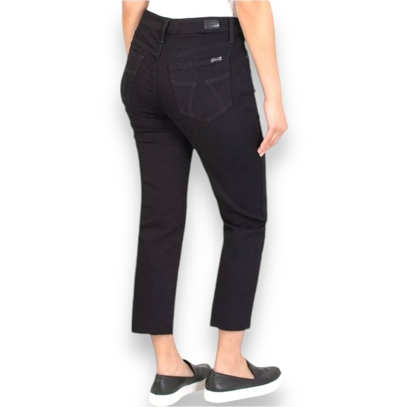 Seven7 Tower Straight Crop Size 12 Raw Hem Black Jeans NWOT - Picture 2 of 6